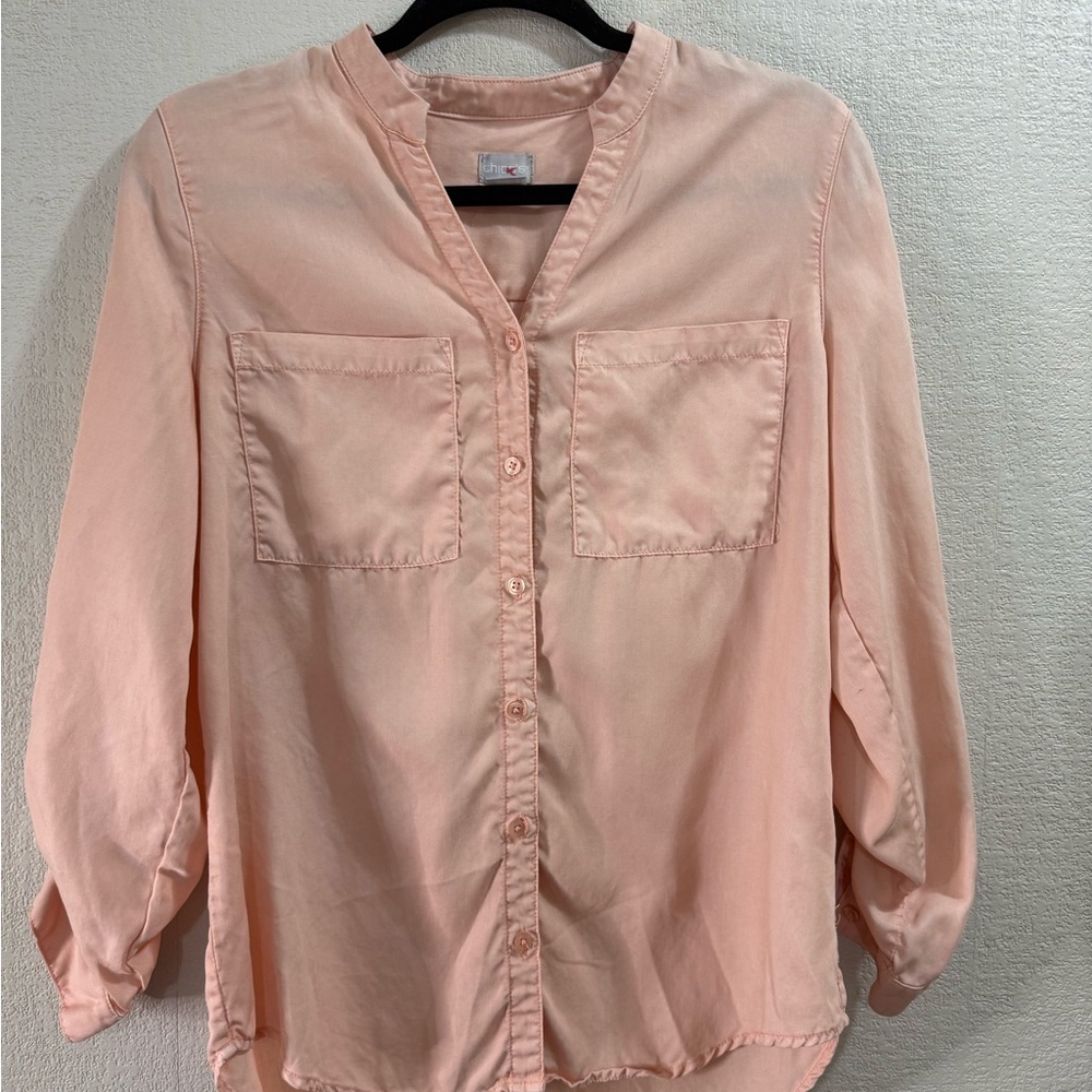 Chico's Light Pink Button-Down Shirtfront pockets size 0